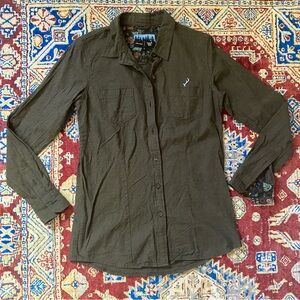 Rachel Pohl Pladra Olive Green Cascade Nature Flannel Morel Mushroom Small